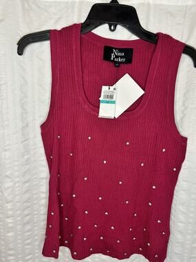 NINA PARKER WOMEN'S TOP PINK PLUS SIZE 0x RIBBED SWEATER PULLOVER SCOOP NECK